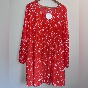 Red White Dot Tiered Babydoll Dress